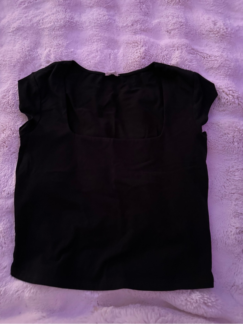 Garage Black Short-Sleeve Square-Neck Blouse